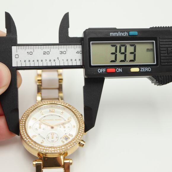 Michael Kors Womens White Gold Tone Chronograph Watch 39mm with New Battery - Picture 2 of 16